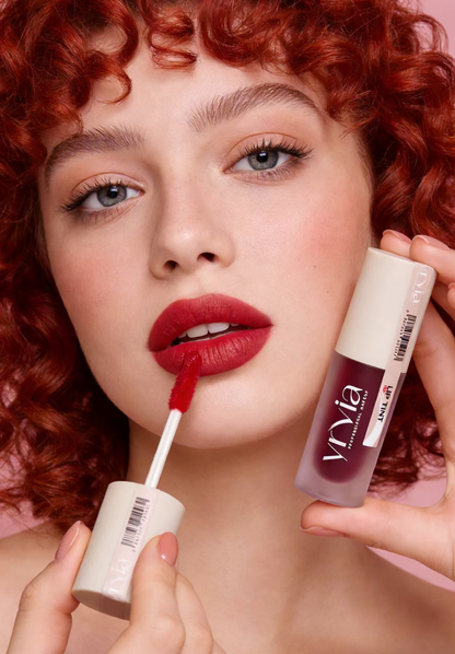 Yrvia Red Lip Tint swatched on lips